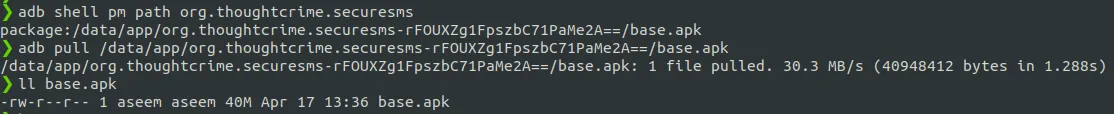 Pulling signal app from mobile