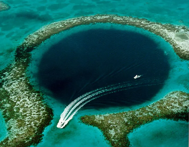 The Great Blue Hole, located near Ambergris Caye, Belize