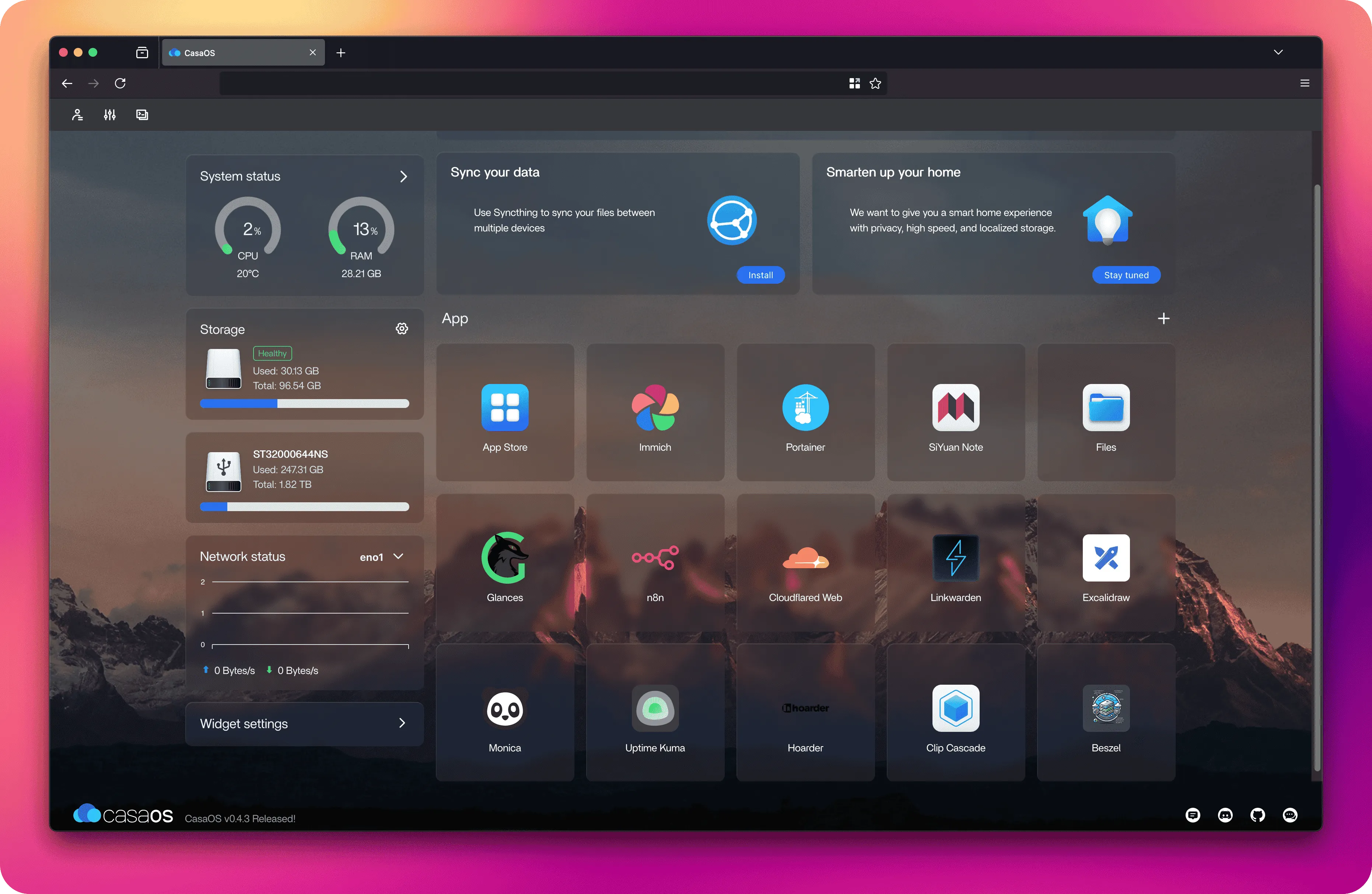 My HomeServer CasaOS Dashboard