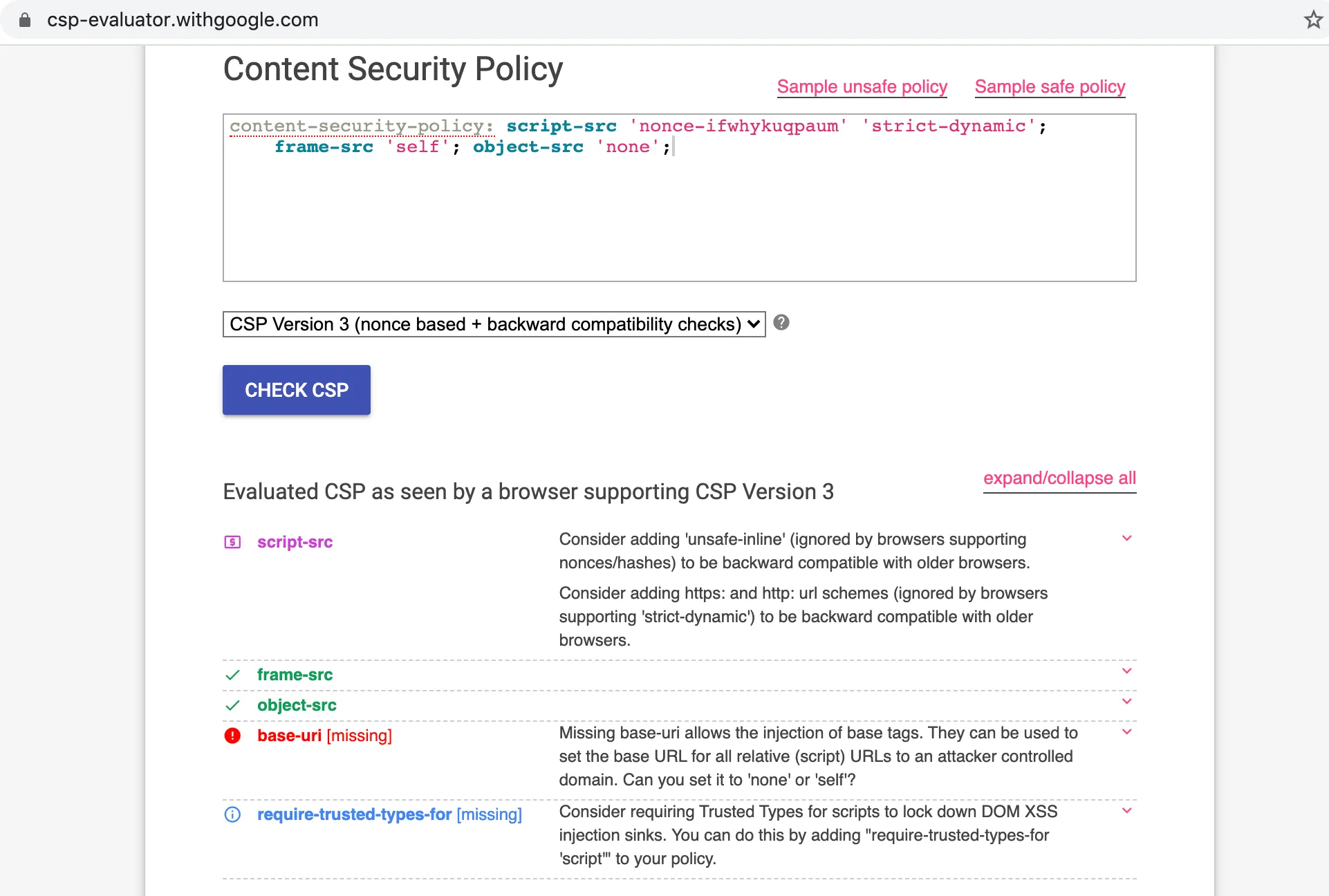 csp evaluator's report "csp evaluator's report"